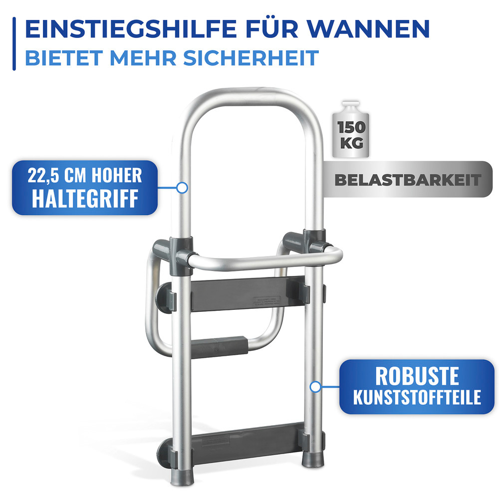 Badewannen-Einstiegshilfe Mod. Secura Silber  verstellbar