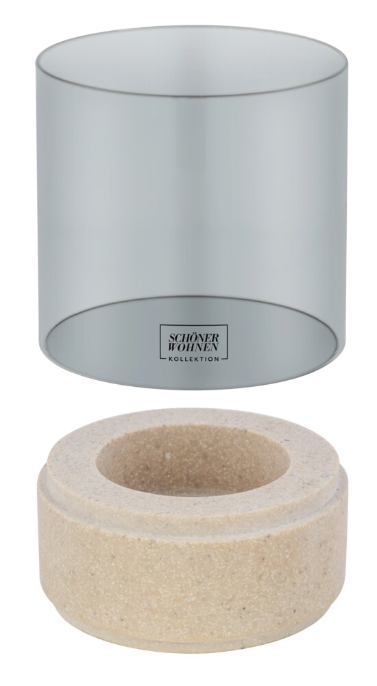 Bougeoir Mod. Canvel M, Beige  Verre pour bougie chauffe-plat, intérieur & extérieur
