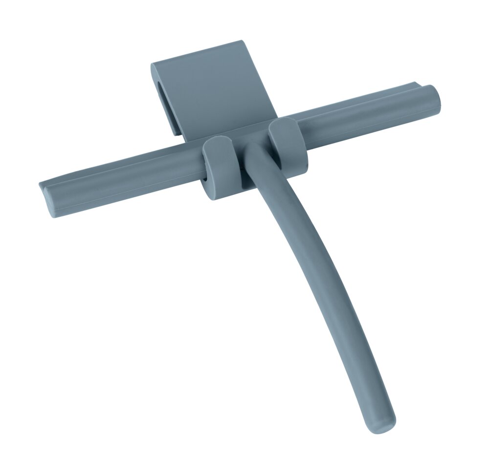 Silikon Duschabzieher Mod. MONDINE Blau  mit Halterung für Duschwände