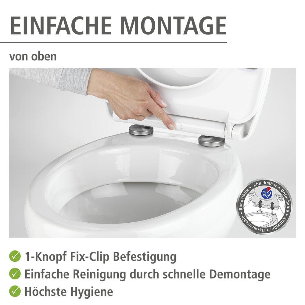 Toiletzitting Droplets - WENKO Soft close toiletzitting Tavola, toiletdeksel, toiletzitting, Flix Clip hygiënebevestiging, Gemakkelijke montage, Duroplast, Ovaal, Motief