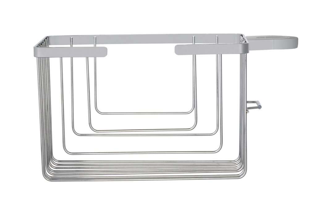 Panier pour barre de douche Mod. Valognes, Chromé, acier inoxydable, 20 x 12 x 13 cm  inoxydable, montage simple sans perçage