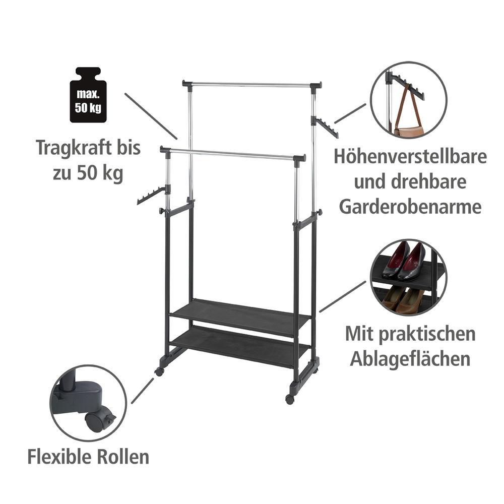 Kleiderständer All In  höhenverstellbar, 4 Rollen