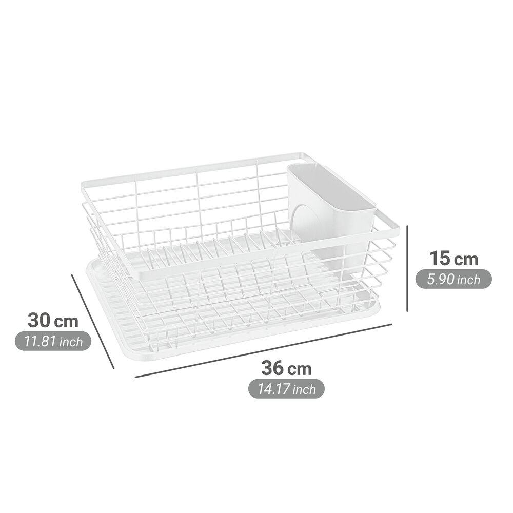 Geschirrabtropfer Mod. Drip, weiß, Metall/Kunststoff, 36x15x30 cm  abnehmbarer Besteckkorb