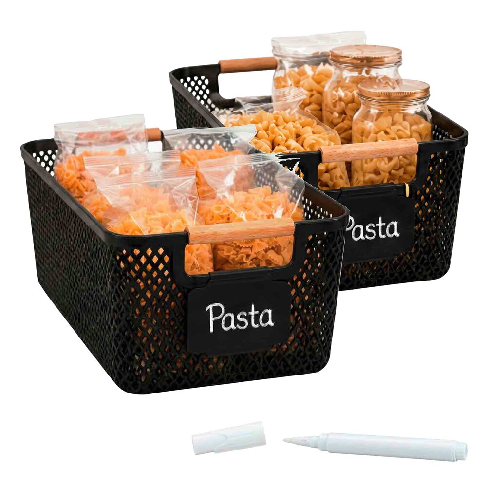 Lot de paniers de rangement, 2 x S, 2 x M  avec clip d'étiquetage et stylo