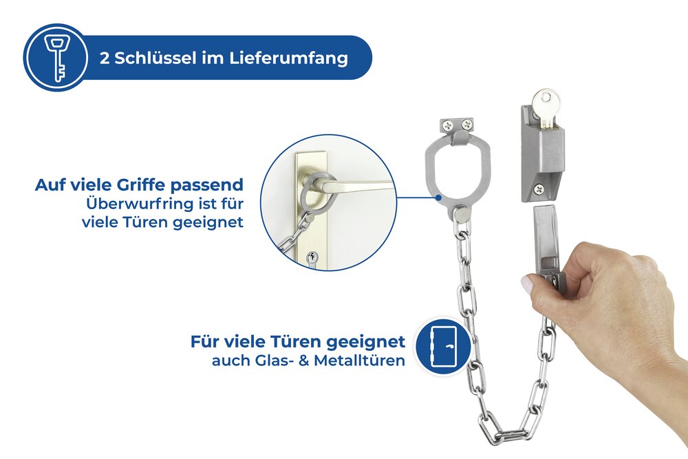 Türgriff-Kette abschließbar  kein Anbohren notwendig