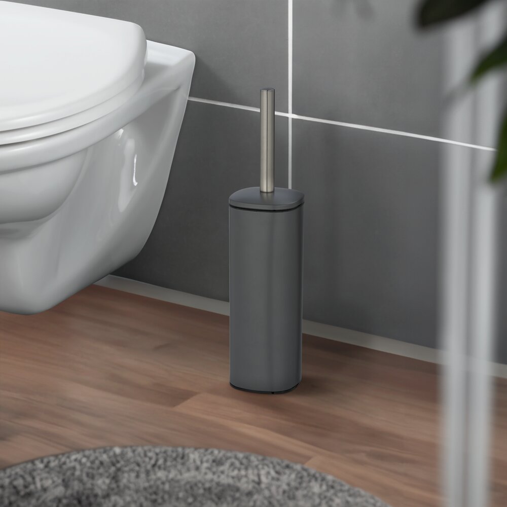 Brosse WC fermée, Acier, Gris, Alassio  en Acier gris