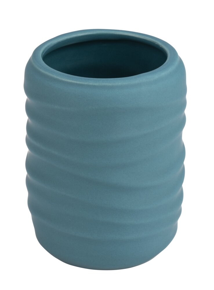 Gobelet pour dentifrice Mod. Illana, pétrole, céramique, 8x10,5 cm  soft-touch, design antidérapant