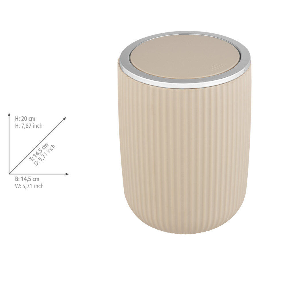 Schwingdeckeleimer Mod. Agropoli S Beige  Kosmetikeimer mit Schwingdeckel, 2 l