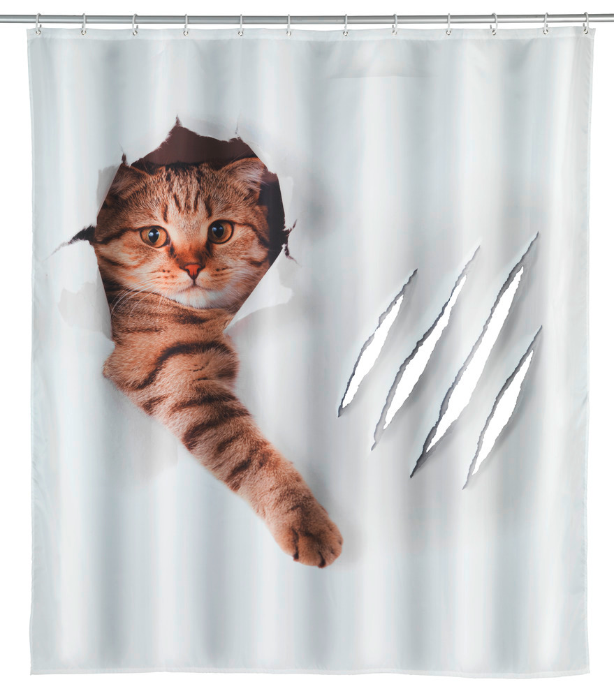 Duschvorhang Mod. Cute Cat  Polyester, 180 x 200 cm, waschbar