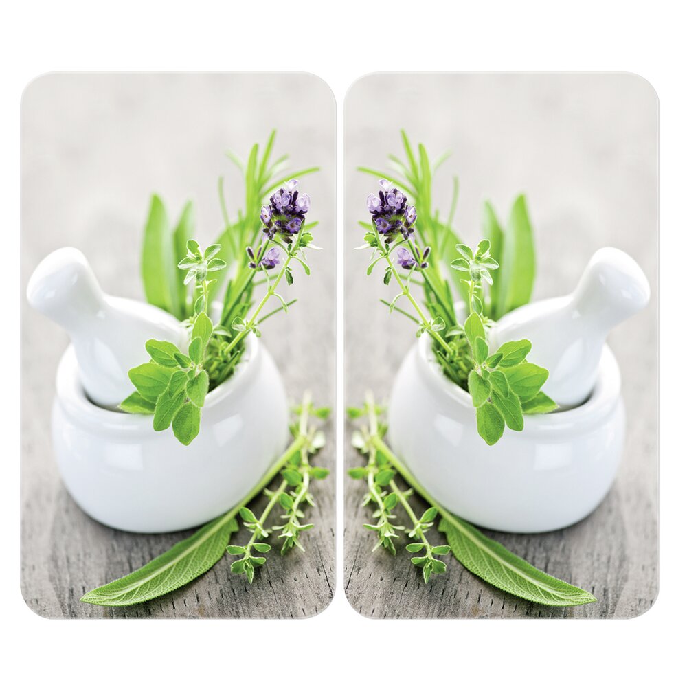 Herdabdeckplatte Universal Mod. Kräutergarten, 2er Set  für alle Herdarten geeignet