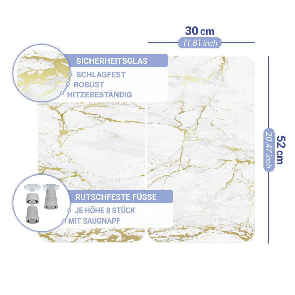 Herdabdeckplatte Universal Mod. Marmor Gold, 2er Set  für alle Herdarten geeignet