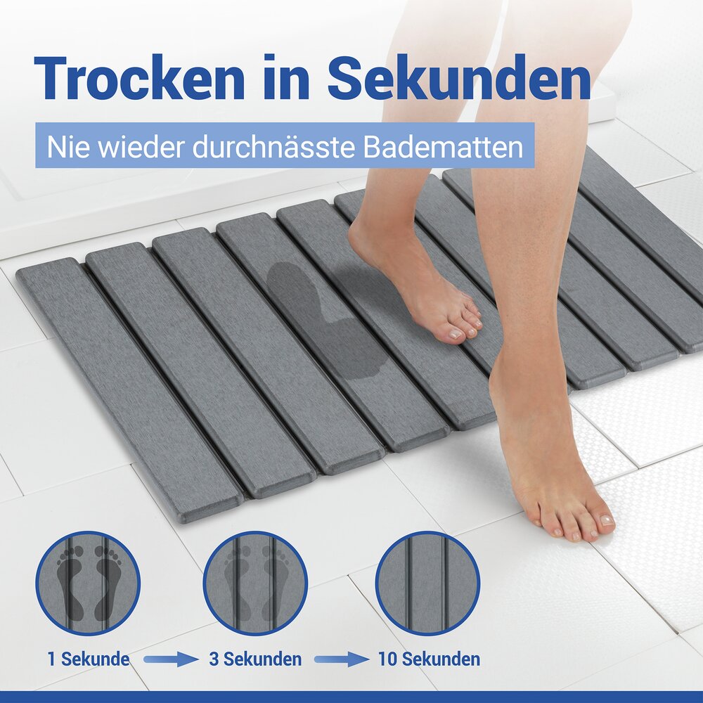 Diatomiet badmat Mod. Tritea grijs, 55 x 39 cm