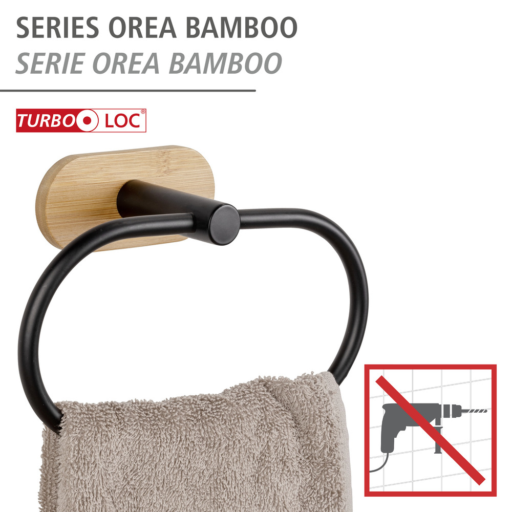 Turbo-Loc® Handtuchring Mod. Orea Bamboo  Befestigung ohne bohren