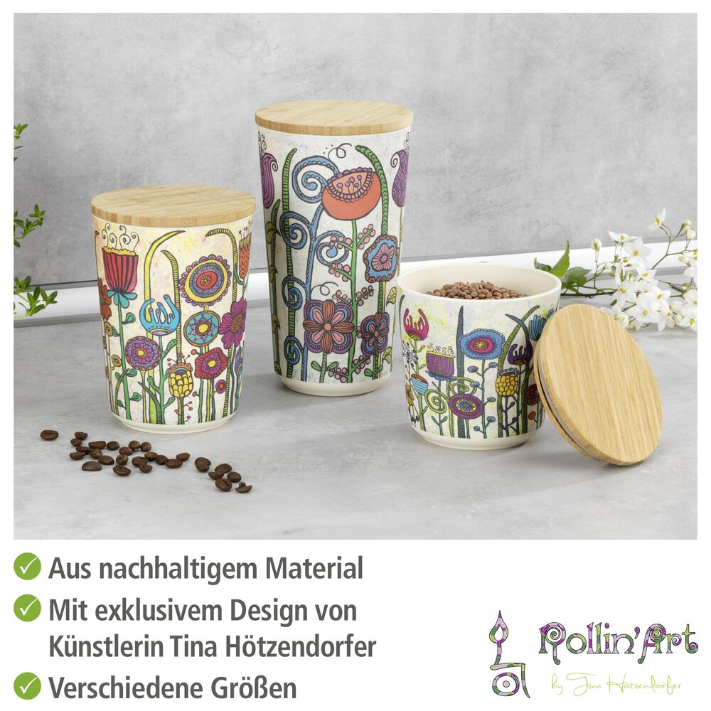 Boîtes de rangement Mod. Garden, multicolore, bioplastique, bambou, 10,5 cm  en bambou certifié FSC