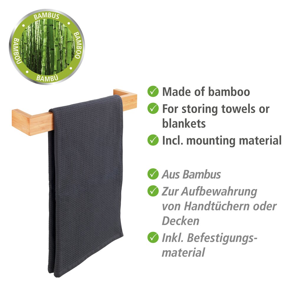Barre porte-serviettes Mod. Bambusa en bambou, 40 cm  porte-serviettes