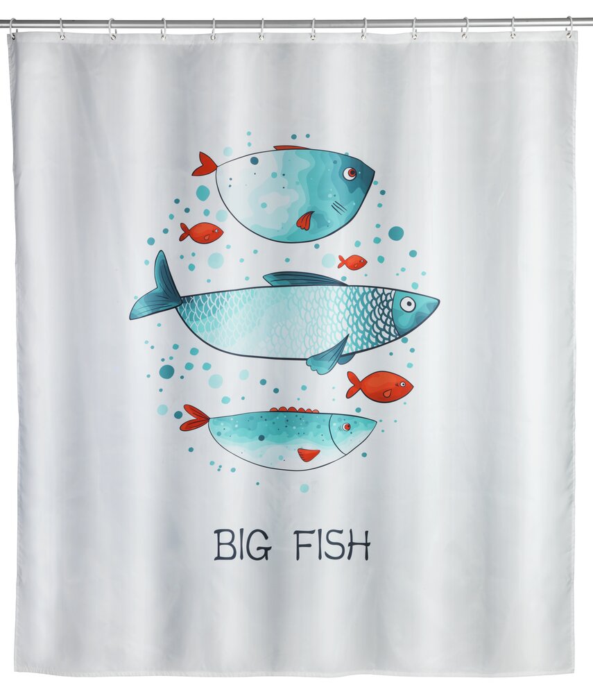 Rideau de douche Big Fish  polyester, 180 x 200 cm, lavable