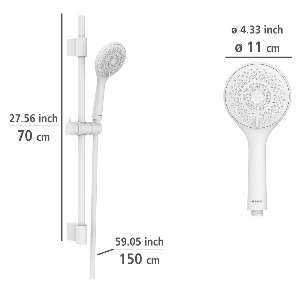 Brauseset Watersaving Weiß  Länge Stange: 70 cm