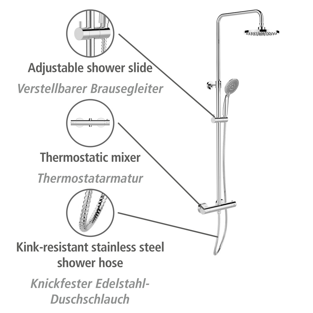 Duschsystem Mod. Young Eco mit Armatur Chrom  inkl. 2 Watersaving Regulatoren