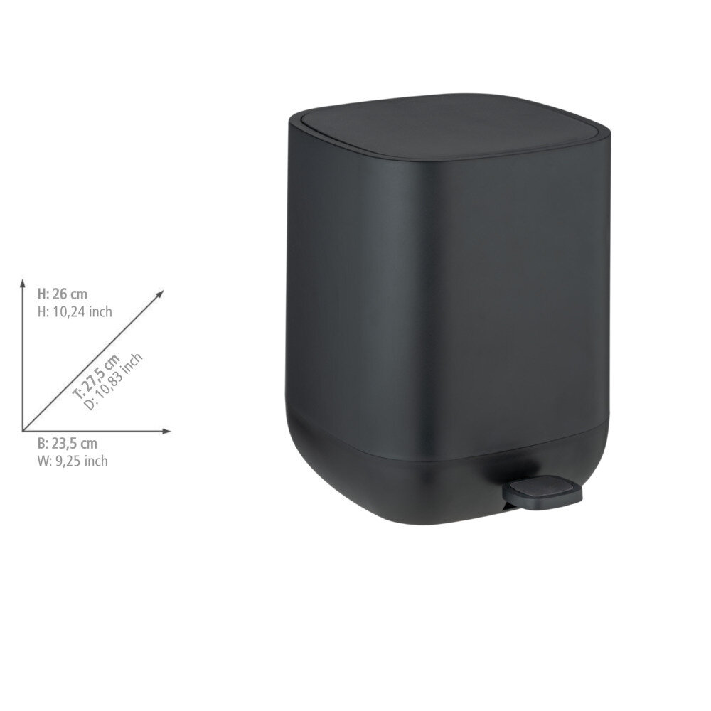 Treteimer Mod. Davos, Schwarz 6,5 L  Kosmetikeimer, Abfalleimer