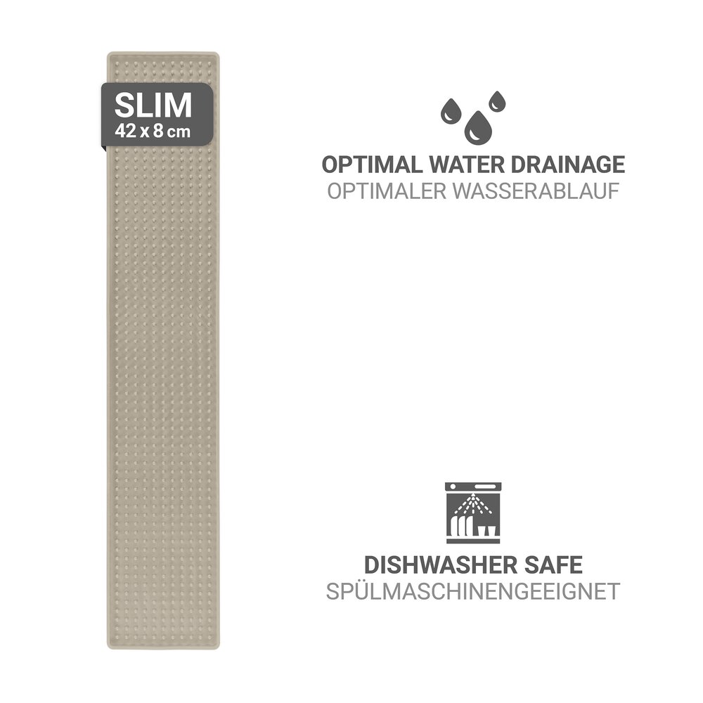 Afdruipmat Mod. Slim, beige, kunststof, 42x1x8 cm