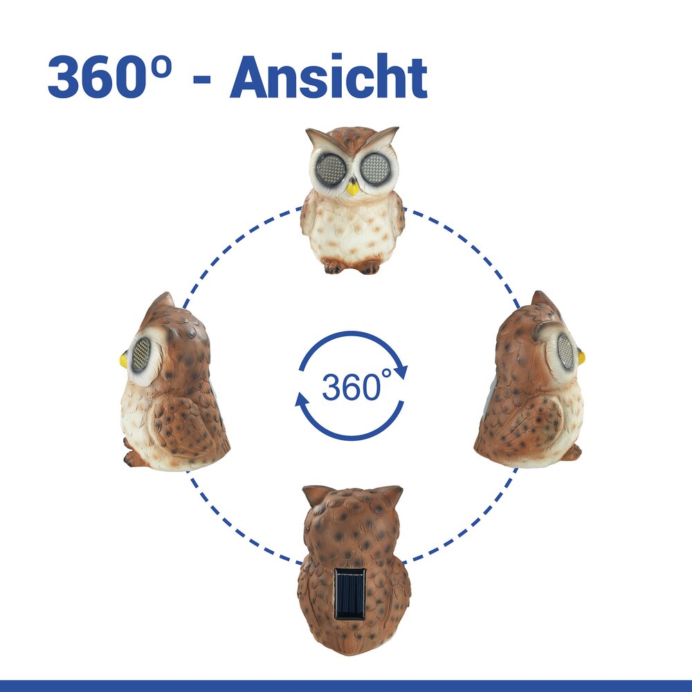 LED Gartenfigur Eule Mod. Blinky Eyes  solarbetriebene Gartendekoration mit leuchtenden Augen