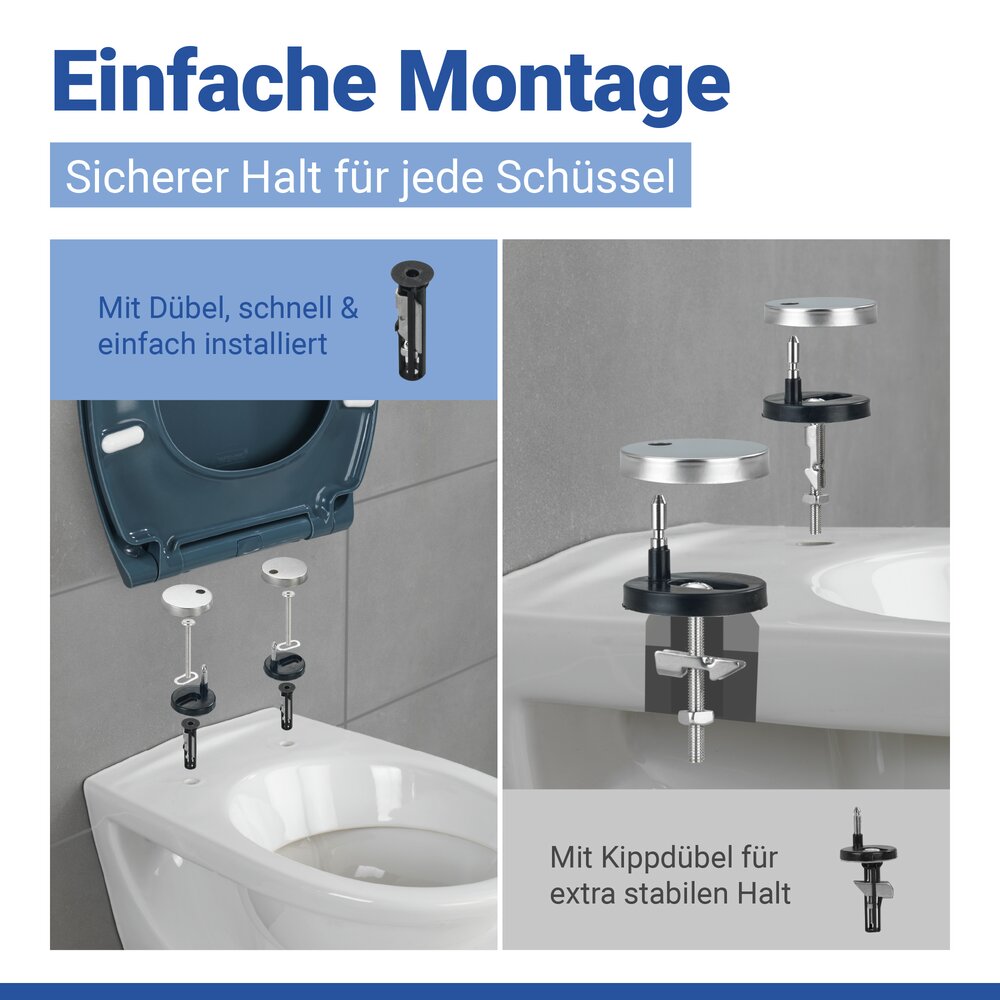 Abattant WC Samos Bleu Ardoise  abaissement automatique
