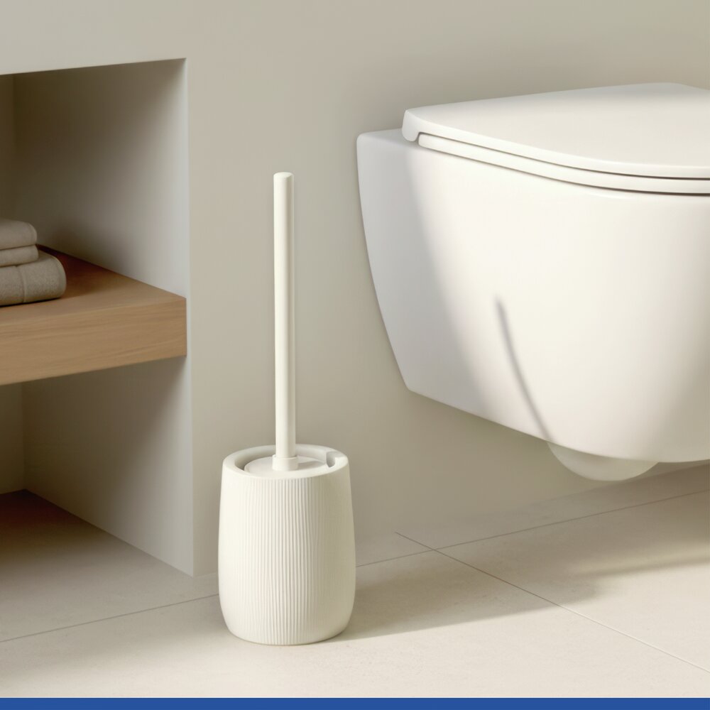 Brosse WC Mod. Fablo Crème  en céramique de haute qualité, avec tête de brosse en silicone