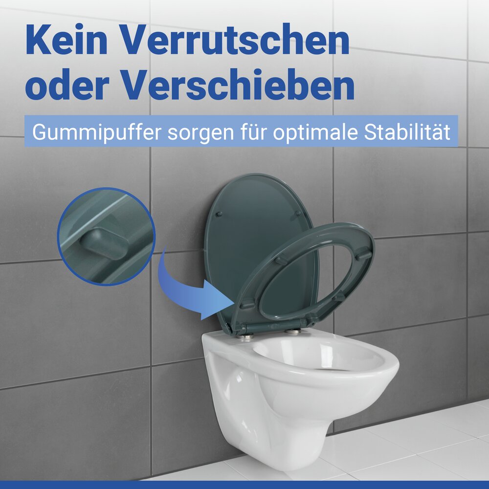 Abattant de WC Mod. Ostuni gris  robuste, avec frein de chute