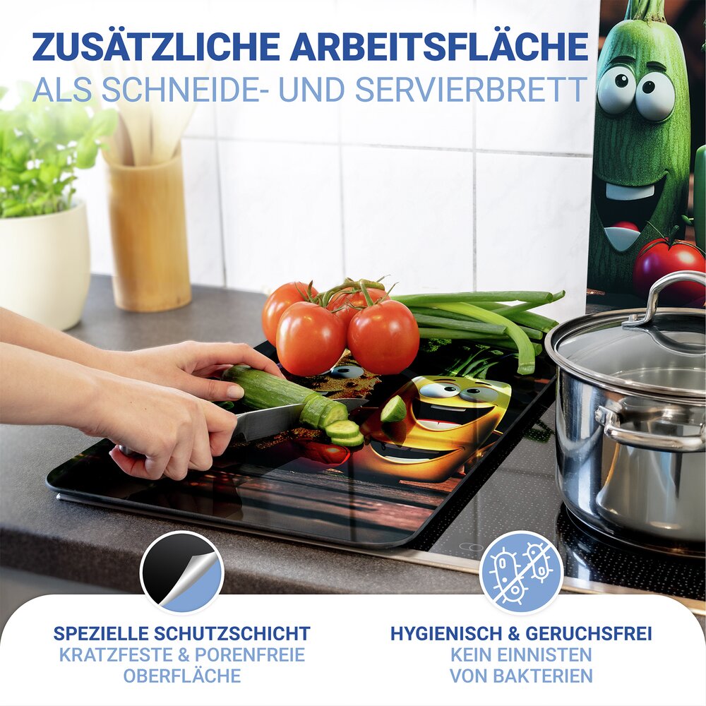 Plaque de Recouvrement Universelle Mod. Légumes amusants, set de 2  pour tous les types de cuisinières