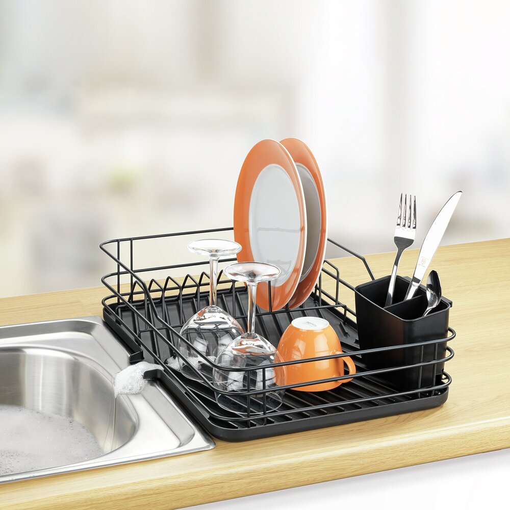 Geschirrabtropfer Schwarz 3-teilig   abnehmbare Sortierelemente