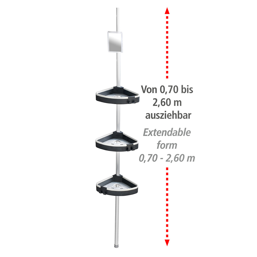 Teleskop Duschecke Mod. Wave  mit 3 Ablagen und Spiegel