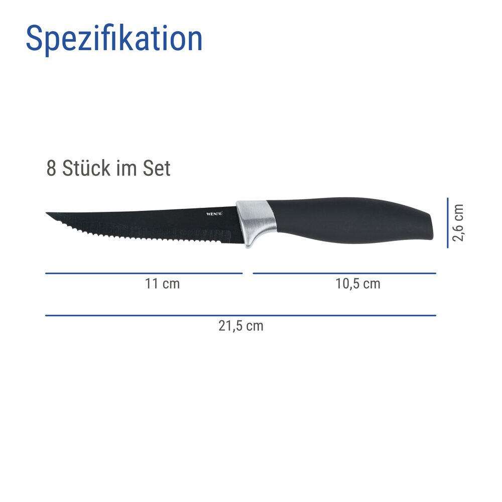 Steakmes Mod. Otis, zwart, set van 8