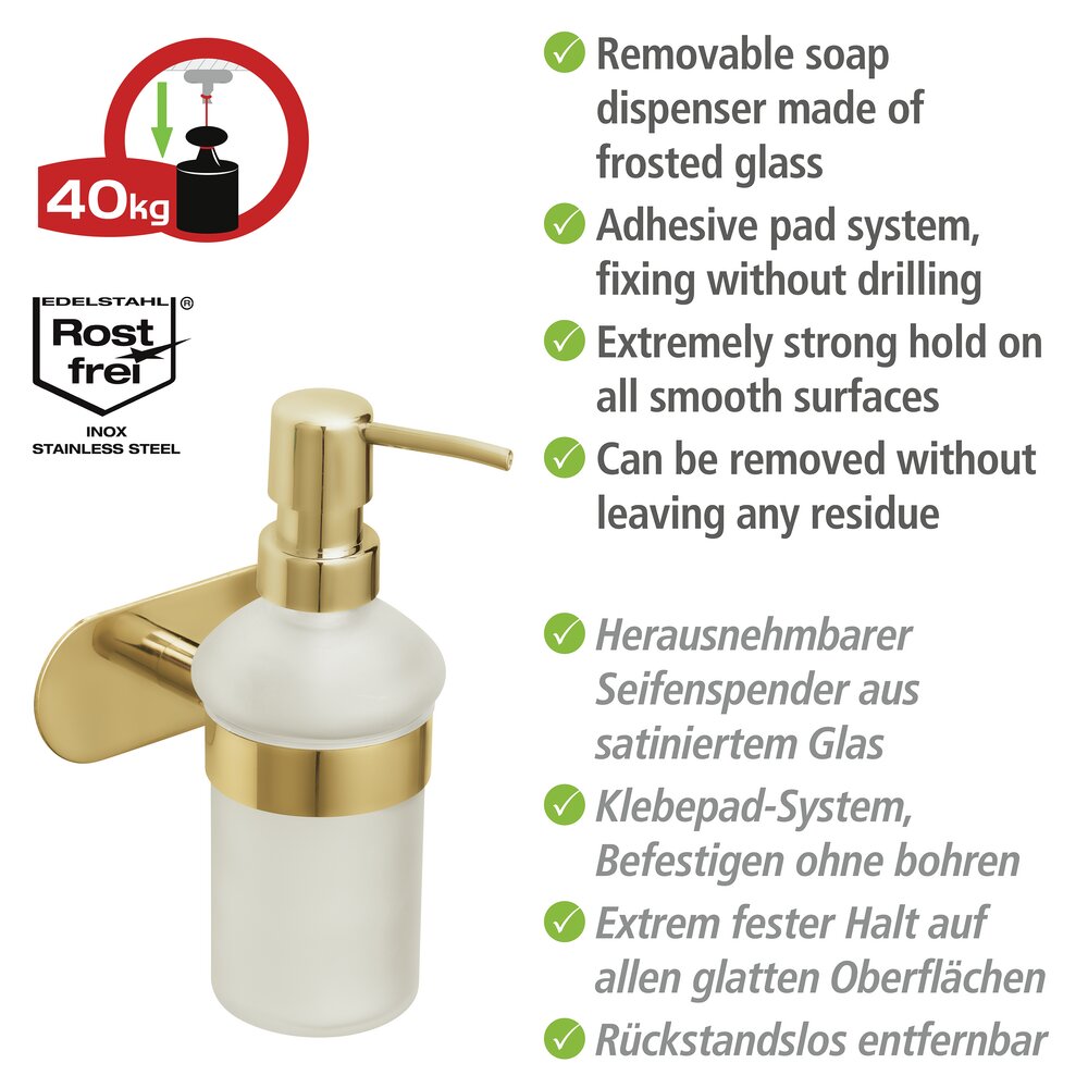 Turbo-Loc® Seifenspender Mod. Orea Gold Matt  Befestigen ohne Bohren