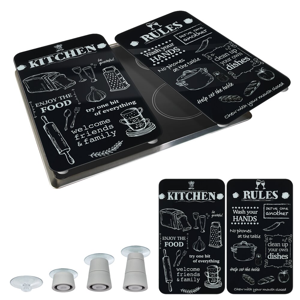 Plaque de Recouvrement Universelle Mod. Kitchen Rules, set de 2  pour tous les types de cuisinières