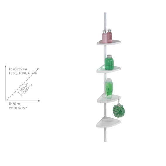 Teleskop Duschecke Easy Weiß  mit 4 Ablagen