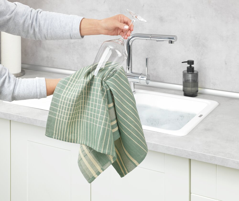 Geschirrtuch Mod. Tito, grün, Baumwolle, 45x65 cm, 2er Set  schnelltrocknend und saugstark