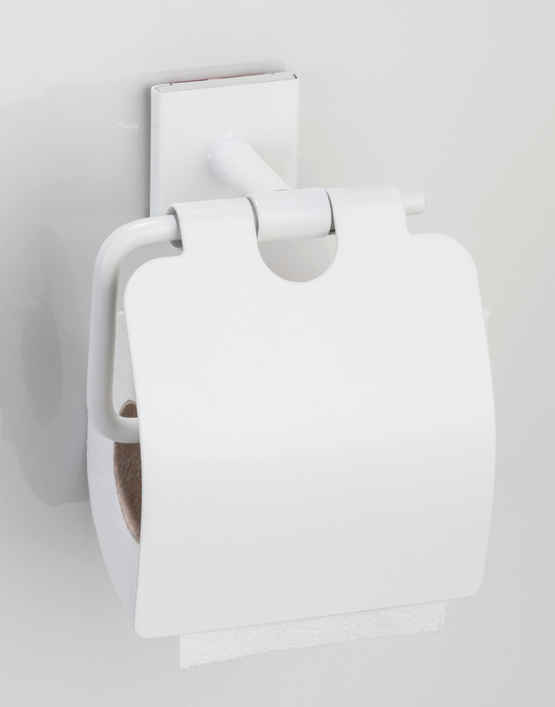 Turbo-Loc® Toilettenpapierhalter Mod. Ovaro White matt  Edelstahl, mit Deckel