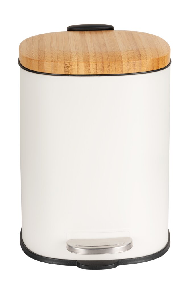 Pedaalemmer Mod. Fianema, wit, 3L, metaal/bamboe, Easy-Close