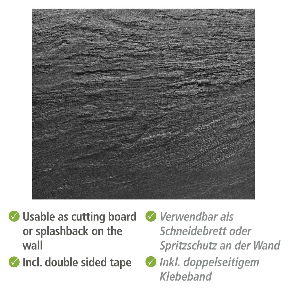Glazen achterwand leisteen, 60 x 70 cm