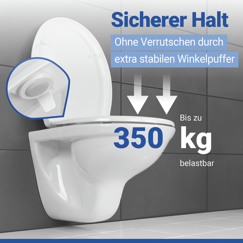 WC Sitz Mod. Gubbio Weiß  stabiler Toilettensitz mit Absenkautomatik