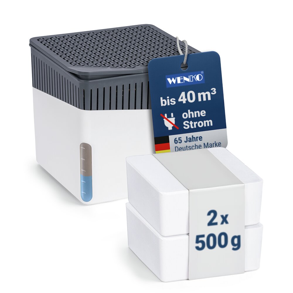 Raumentfeuchter Mod. Cube Weiß 500 g mit Nachfüller  beugt Schimmel und Gerüchen vor
