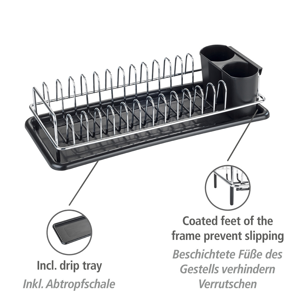 Geschirrabtropfer Single  mit abnehmbarem Besteckkorb und Abtropfschale