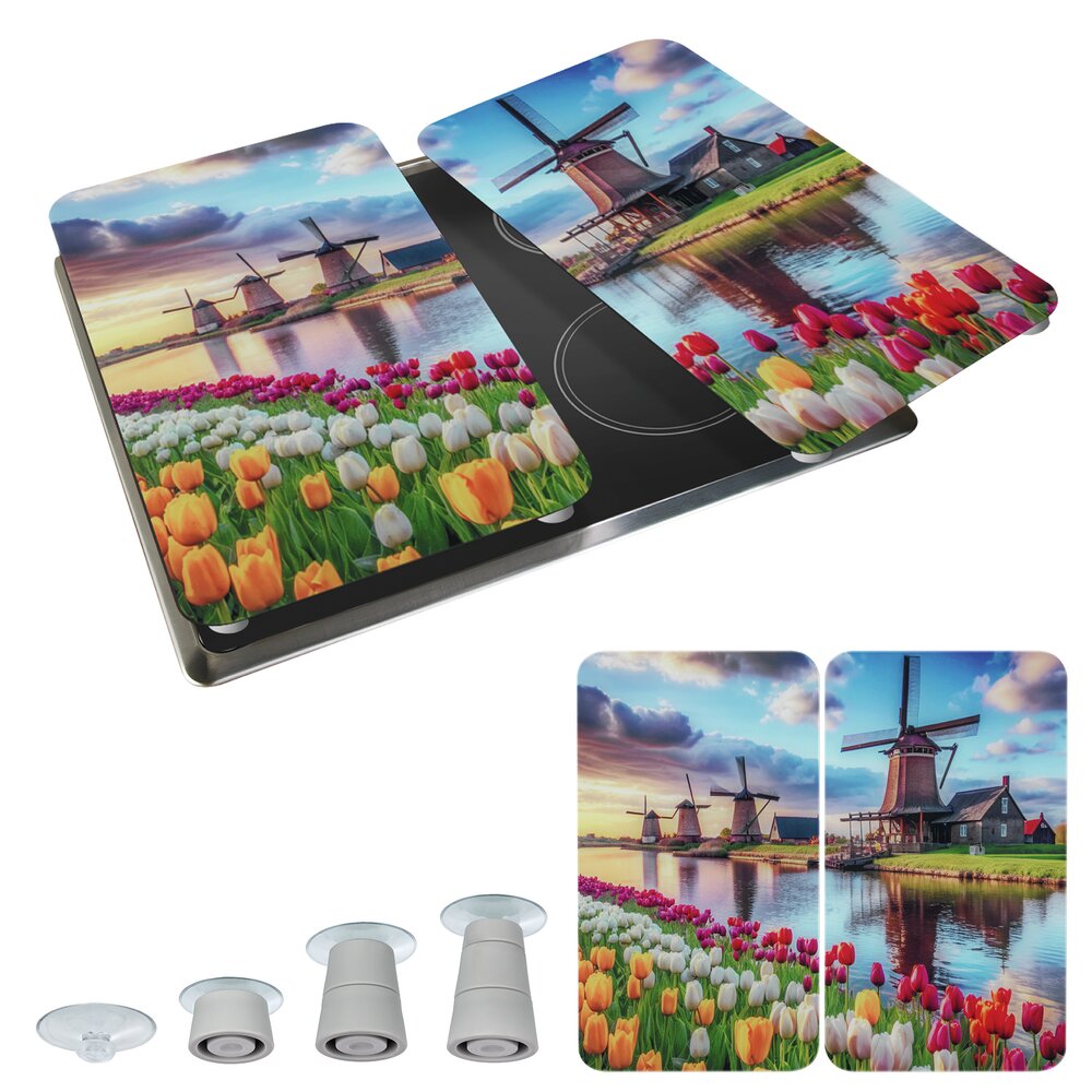 Herdabdeckplatte Universal Mod. Windmühle, 2er Set  für alle Herdarten geeignet