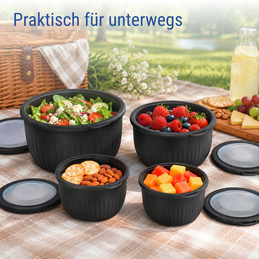 Frischhaltedose Mod. Bowie Schwarz, 4-teiliges Set  für Kühlschrank, Gefrierschrank & Mikrowelle geeignet
