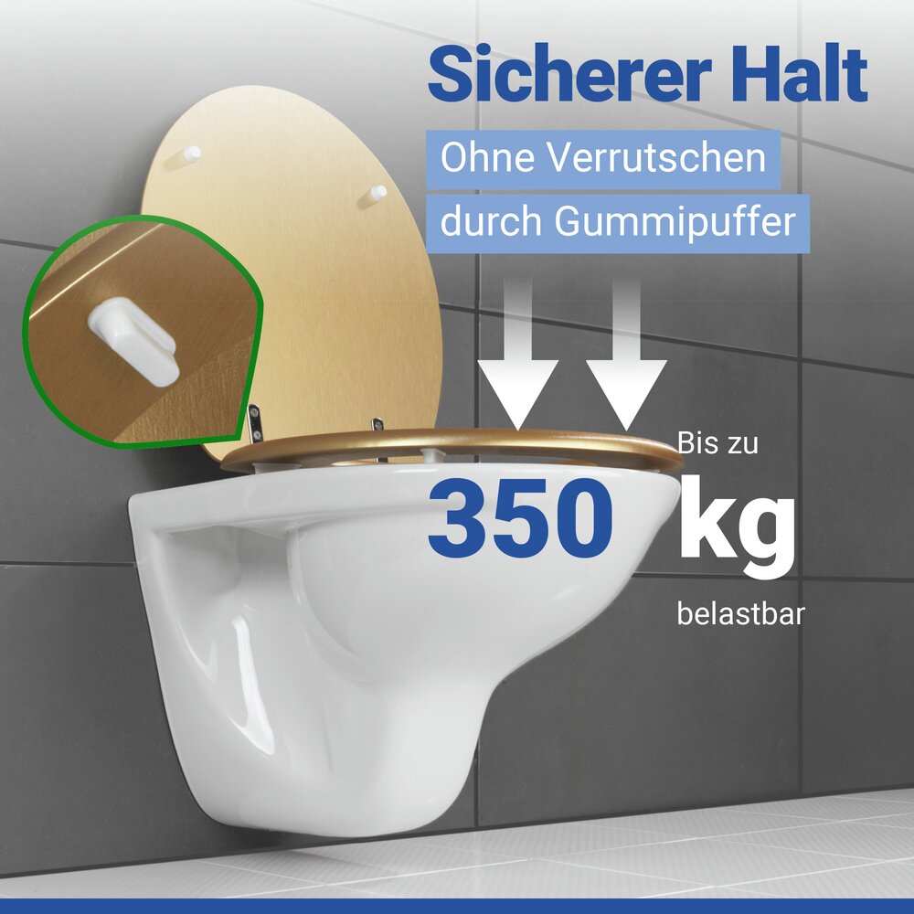 WC Sitz Mod. Aldeno Gold matt  Toilettendeckel aus foliertem MDF