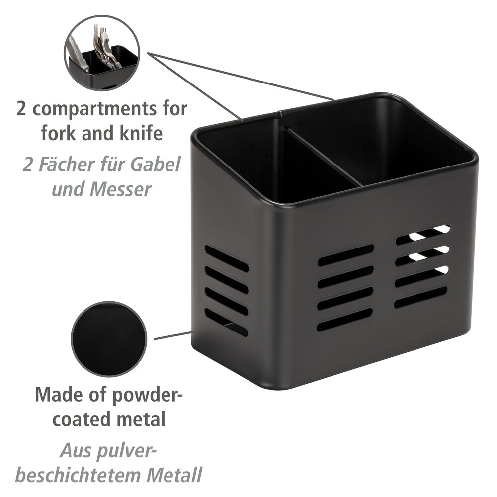 Besteckkorb Mod. Baco Schwarz  aus pulverbeschichtetem Metall