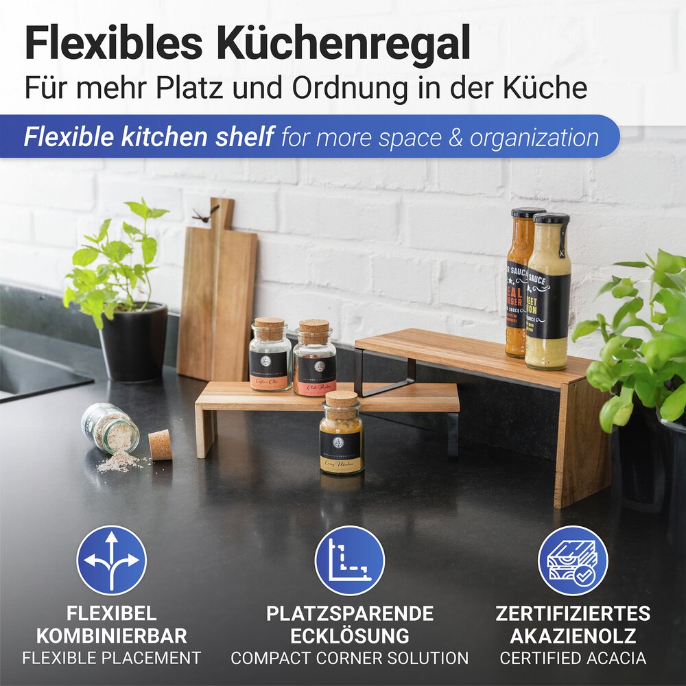 Küchenregal Mod. Vali Akazie  aus FSC® zertifiziertem Akazienholz