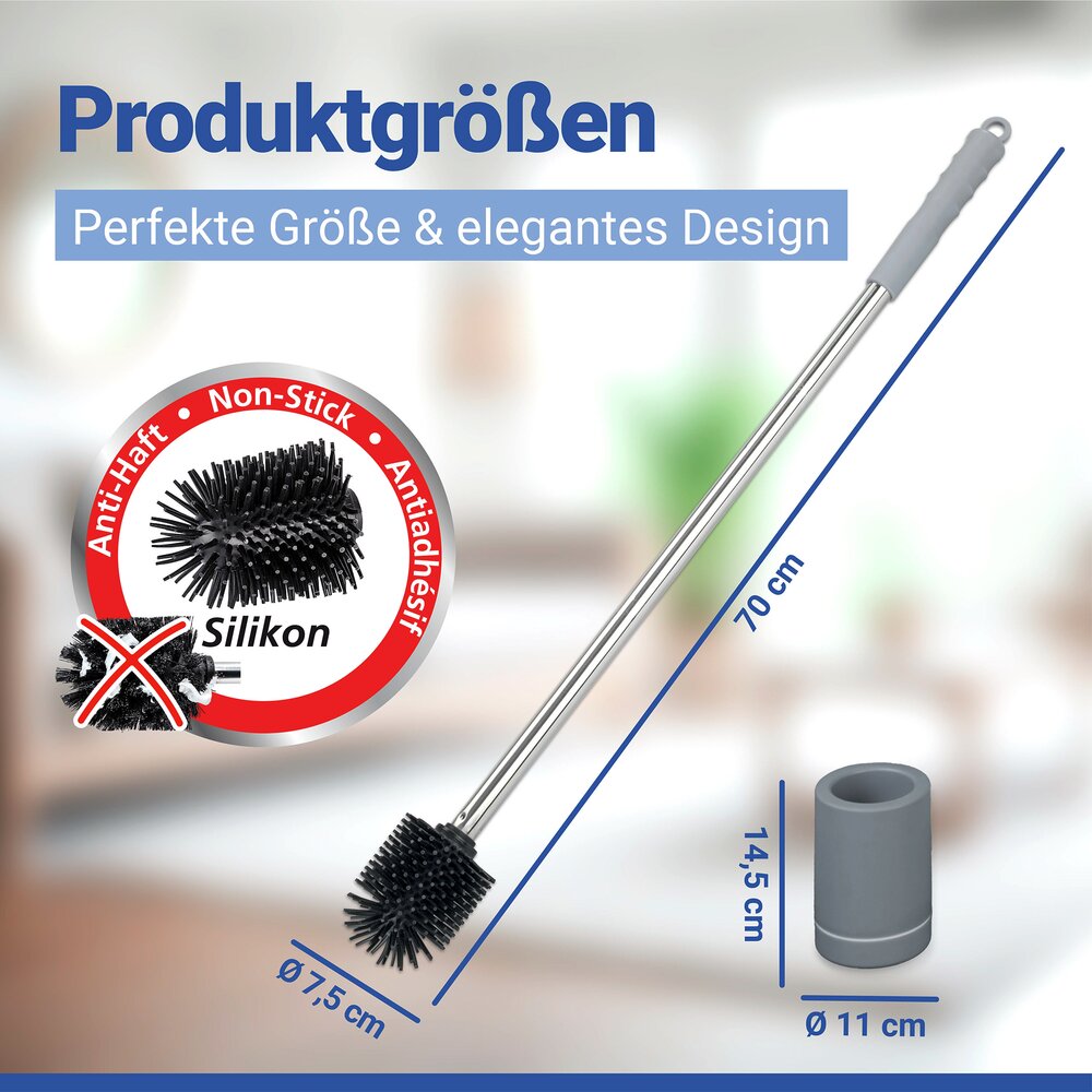 Brosse WC Hygiène extra long  pour nettoyer les toilettes sans se baisser