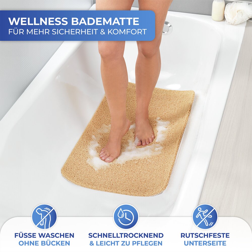 Badmat, beige, pvc, 50x80 cm, antislip, gemakkelijk schoon te maken