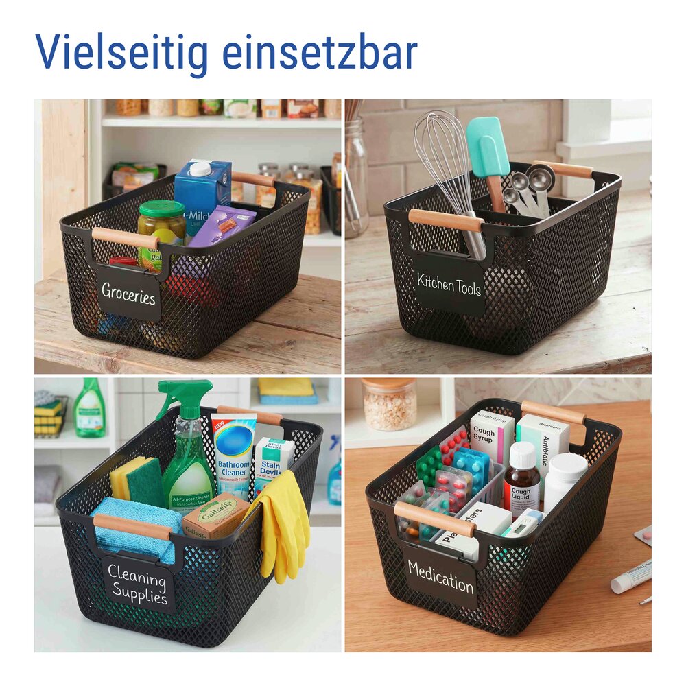 Lot de paniers de rangement, 2 x S, 2 x M  avec clip d'étiquetage et stylo